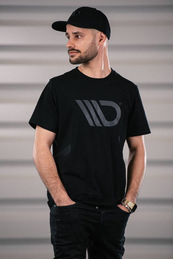 Black T-shirt with gray logo