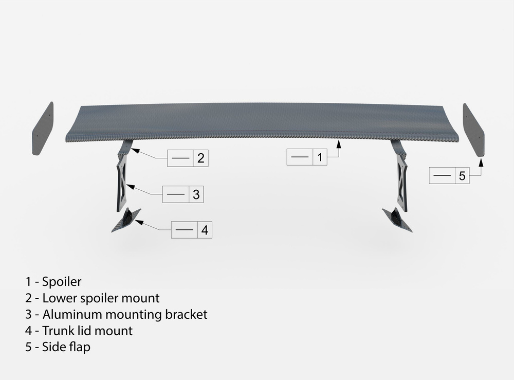 Carbon Spoiler With External Brackets Uprights Audi A3 / A3 S-Line / S3 / RS3 Sedan 8V / 8V Facelift