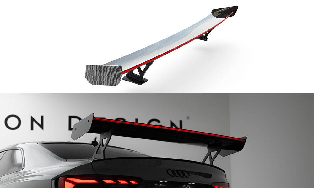 Carbon Spoiler With External Brackets Uprights V.1 + LED Audi A5 / A5 S-Line / S5 / RS5 Coupe F5 / F5 Facelift