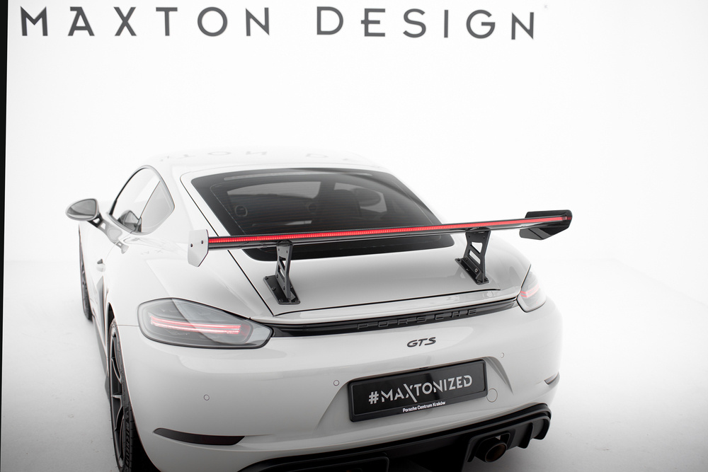 Carbon Spoiler With Internal Brackets Uprights V.1 + LED Porsche 718 Cayman 982c