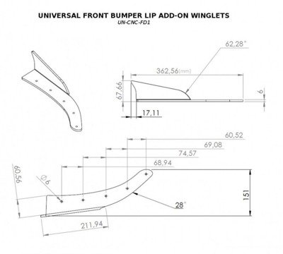 UNIVERSEL LAME DU PARE-CHOCS AVANT WINGLETS