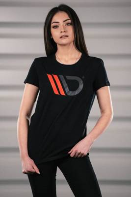 Womens Black T-shirt with red logo