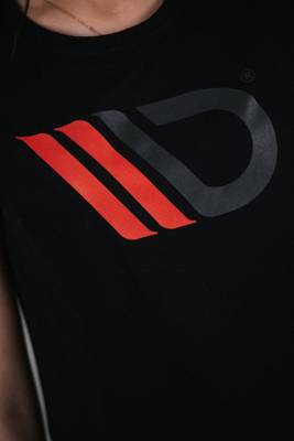 Womens Black T-shirt with red logo